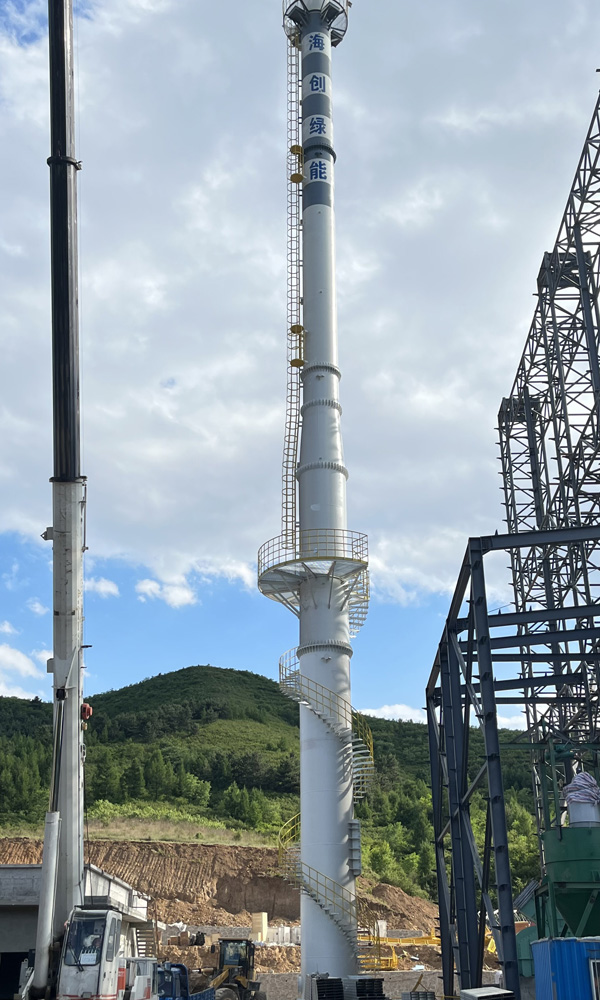 河北圍場垃圾焚燒發(fā)電項(xiàng)目60米套筒自立式鋼煙囪項(xiàng)目(口徑DN1600mm,高度60米)